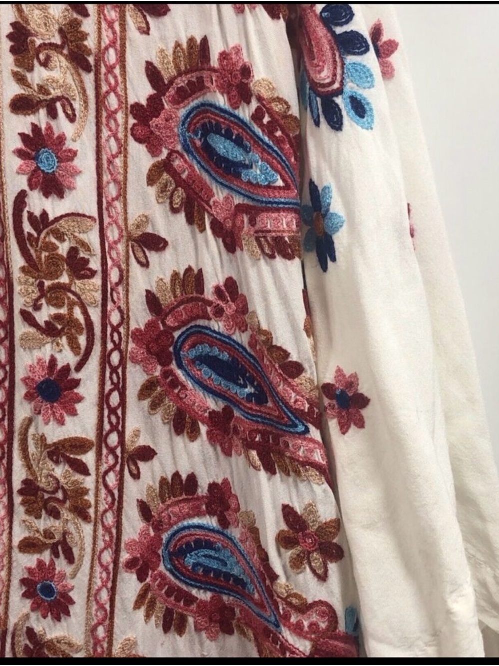 Karen Kane Floral Paisley Kimono Top Boho Embroidered Cream Size M - Picture 3 of 7